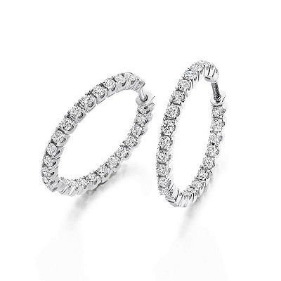 Round Brilliant Cut Diamond Hoop Earrings