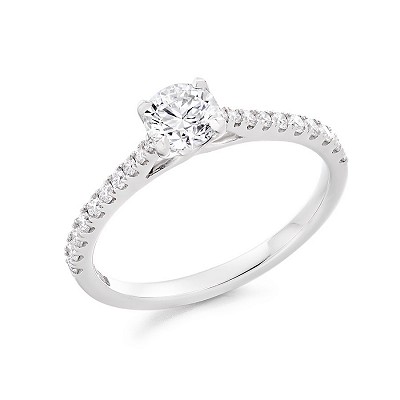 Round Brilliant Diamond Solitaire with Diamond Shoulders