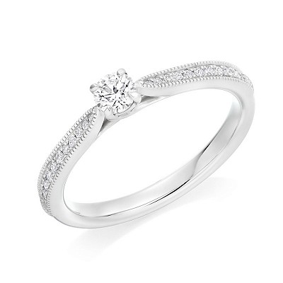 Round Brilliant Diamond Solitaire with Diamond Shoulders