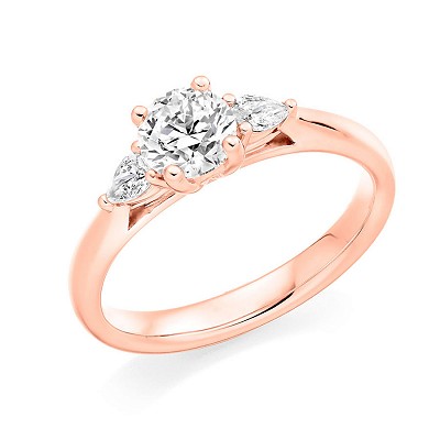 Round Brilliant Diamond Solitaire with Diamond Pear Shoulders